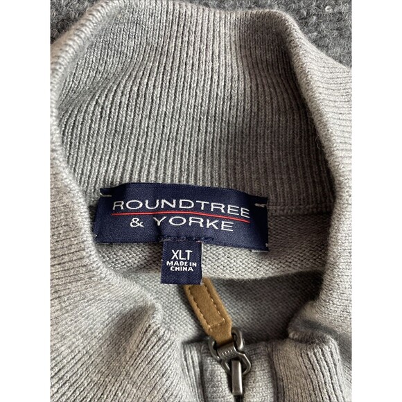 Roundtree Yorke Shirt Mens XLT  1/4 Zip Pullover Mock Neck Grey Sweater LS Fall - Picture 2 of 16